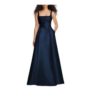 Alfred Sung dress D844 Corset Satin Gown dark blue size 12